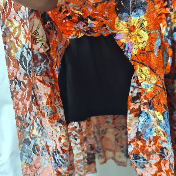 NWT NY Collection Womens Orange Floral Lace Dress | Size: L - Picture 3 of 5